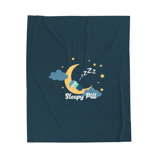 Sleepy Pill Velveteen Plush Blanket